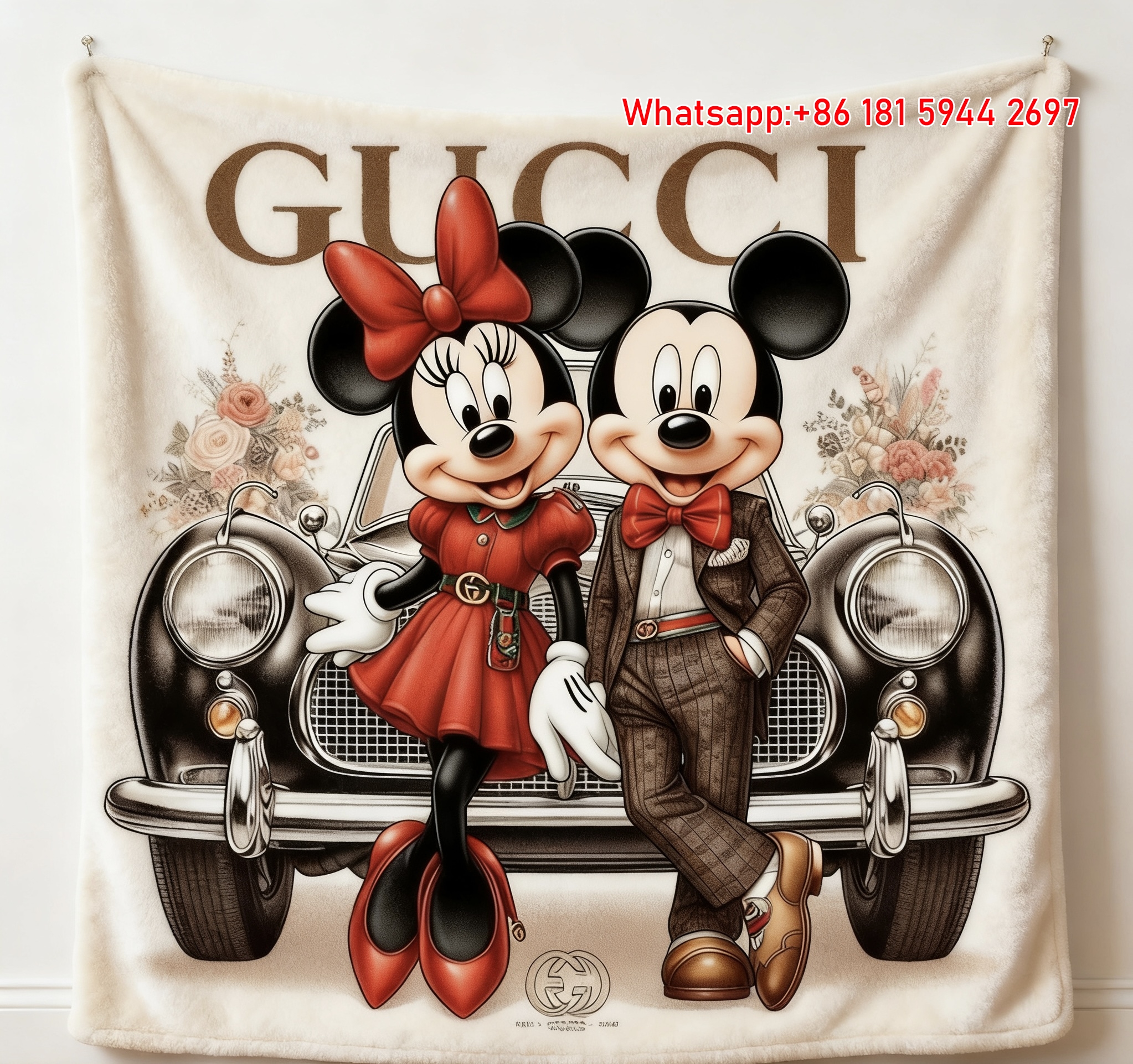 Disney Mickey and Minnie Mouse Gucci Luxury Vintage Car Wall Hanging Blanket throw blanket IMG_4729